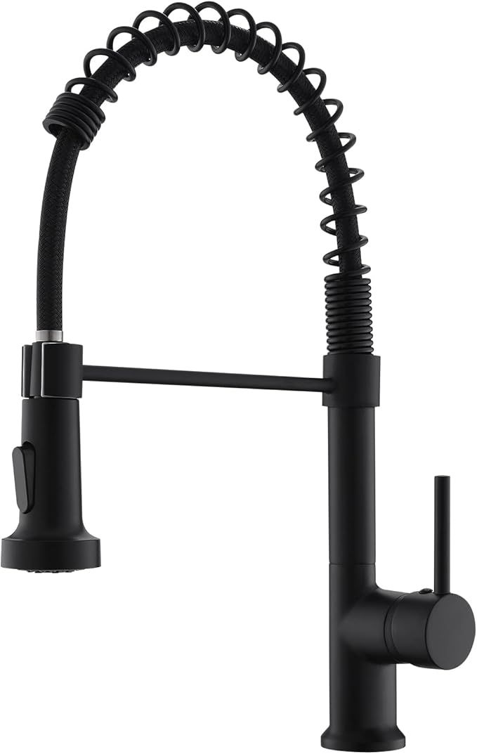 GIMILI Black Kitchen Faucets with Pull Down Sprayer, Single Handle Spring Kitchen Faucet, Commerc... | Amazon (US)