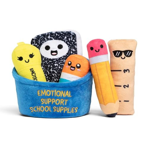 Emotional Support School Supplies Plush by Relatable - Cute Stuffed Animals and Squishy Toys, Fun Gift Ideas for All Ages, and Your Favorite Teacher - Includes 5 Plushies with Carrying Basket | Amazon (US)