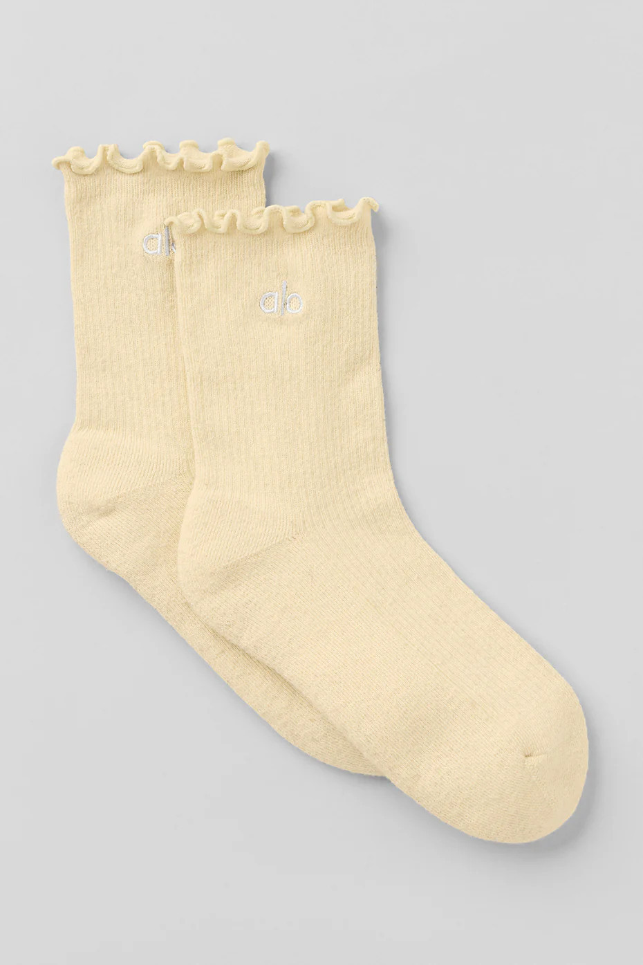 ALO | Women's Lettuce Edge Socks in Candlelight Yellow, Size: S/M (5-7.5) | Alo Yoga (US)