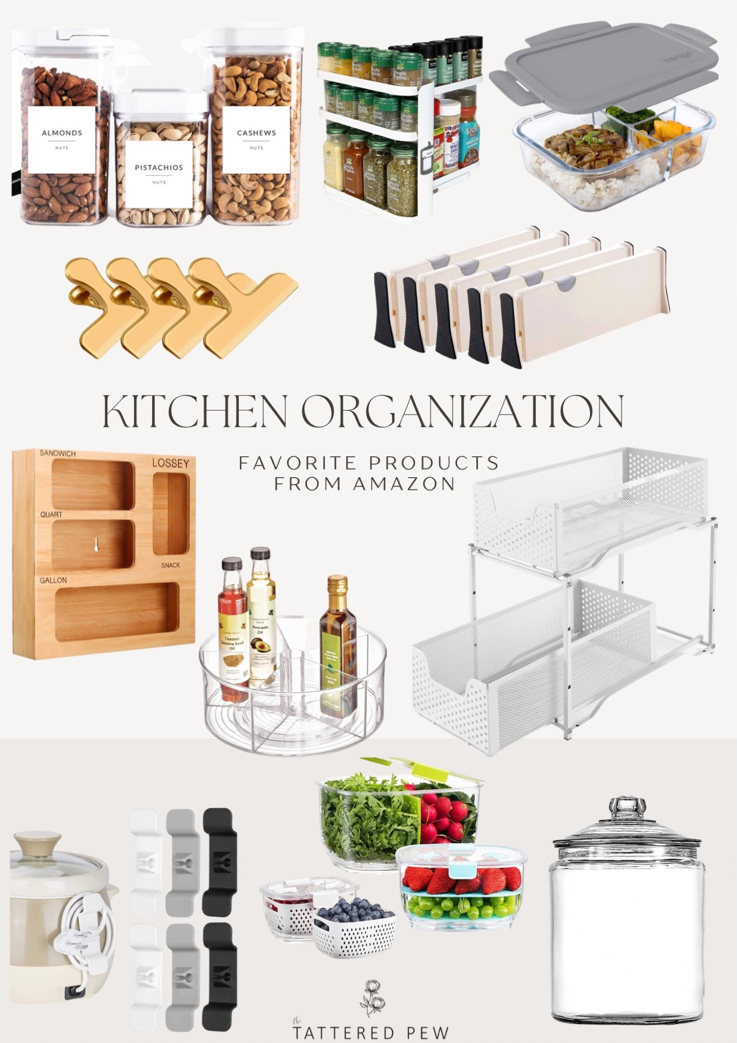 Shop my favorite kitchen organization products from Amazon! Chip clips, kitchen drawer dividers, under the sink kitchen organization, lazy susan, kitchen labels, appliance cord organizers, ziplock storage organizer, bento box Tupperware  

#LTKSeasonal #LTKFind #LTKunder100