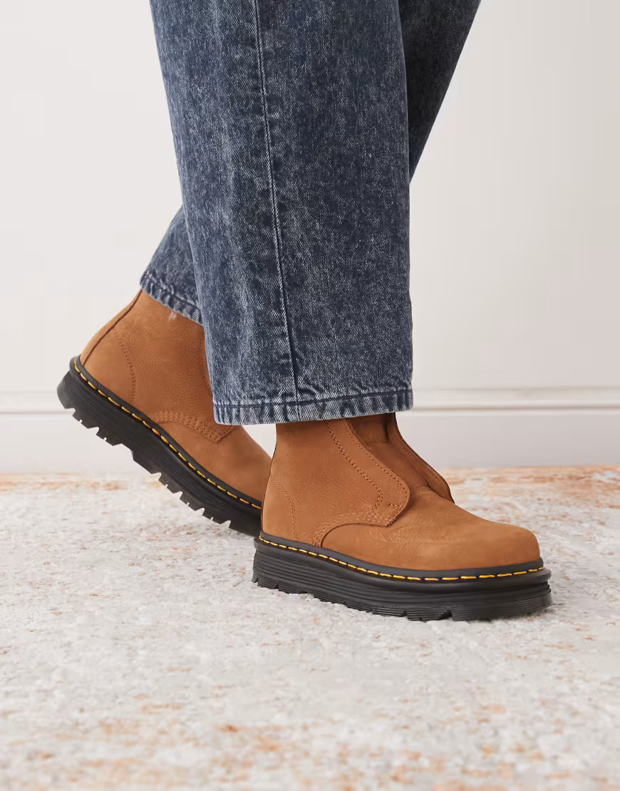 Dr Martens ZebZag laceless boot in desert brown milled nubuck | ASOS (Global)