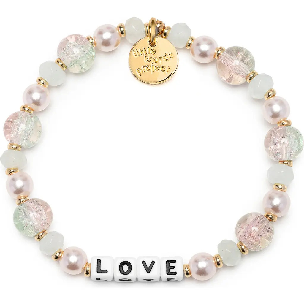 Little Words Project Love Beaded Stretch Bracelet in Pink Multi at Nordstrom, Size Small | Nordstrom