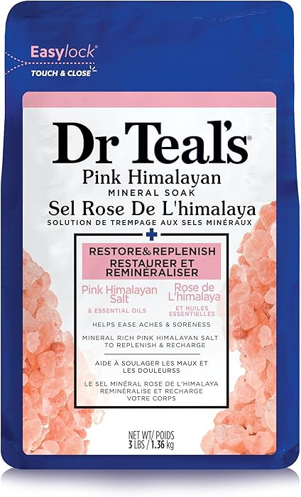 Dr Teal's Epsom Salt Magnesium Soak, Restore & Replenish with Pink Himalayan Salt, 3 lbs | Amazon (US)