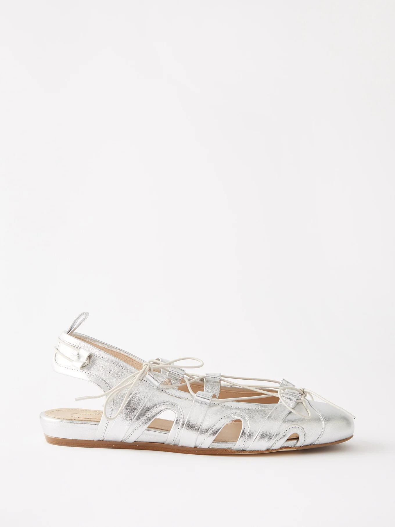 Lace-up metallic-leather ballet flats | Matches (UK)