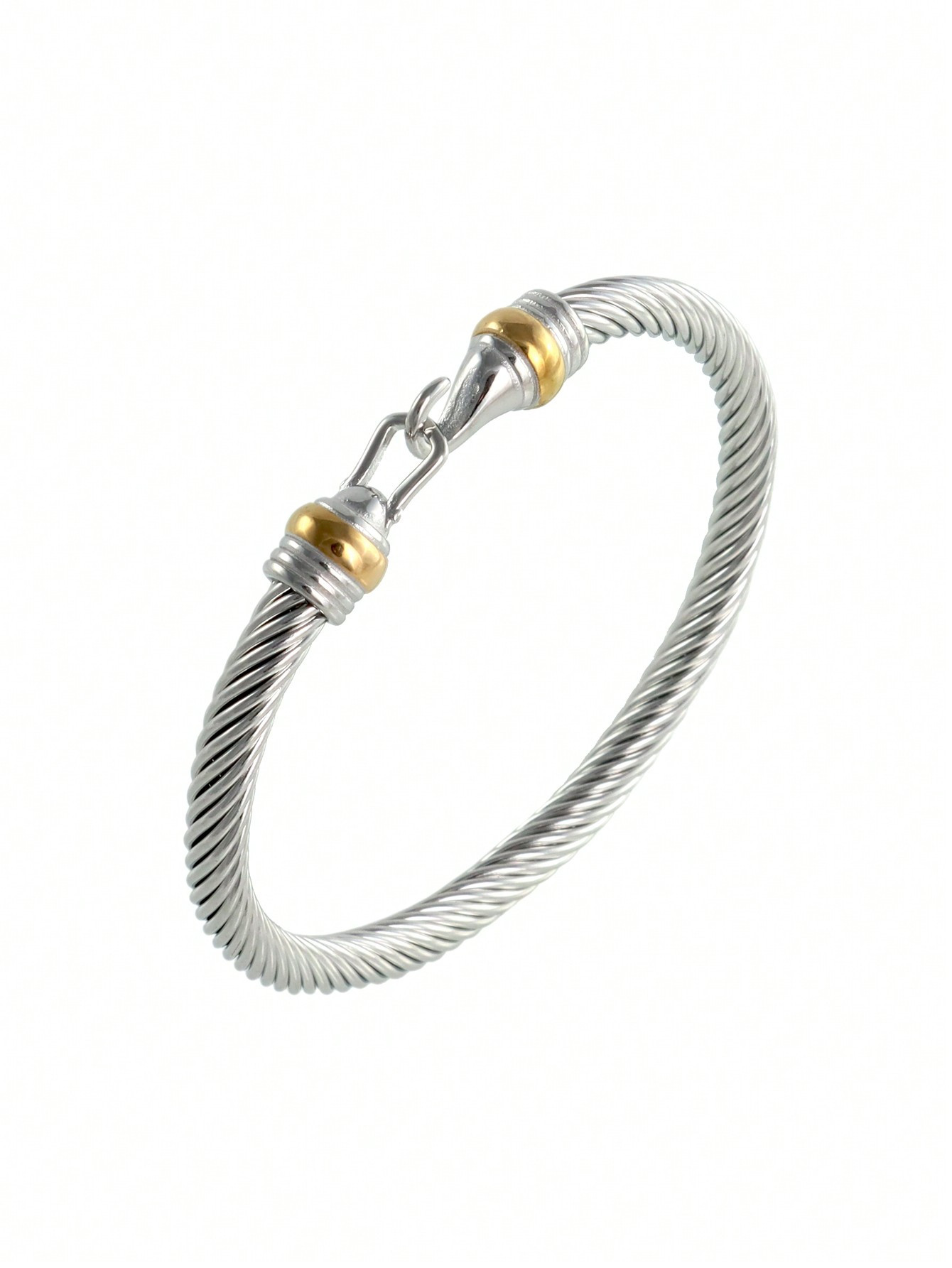 Stainless Steel Hook Shape Twist Cable Cuff Bangle | SHEIN USA | SHEIN