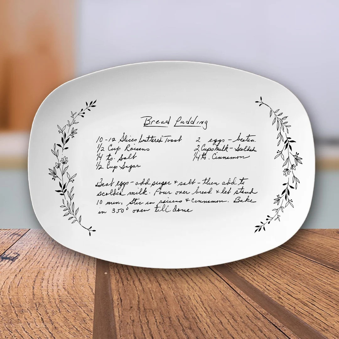 Custom Handwriting Recipe Platter, Floral Gift, Handwritten Recipe Gift, Personalized Platter, Gr... | Etsy (US)