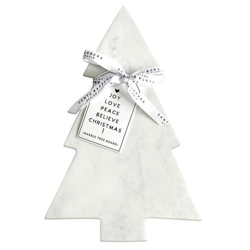 Santa Barbara Design Studio Joy to The World White Marble Christmas Tree Shaped Charcuterie Cheese Tray, 11.5" x 8" | Amazon (US)