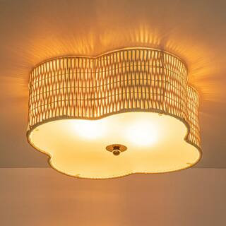 C Cattleya 16.75 in. 2-Light Rattan Ceiling Flush Mount with Glass Bottom HCA2368-FM - The Home D... | The Home Depot