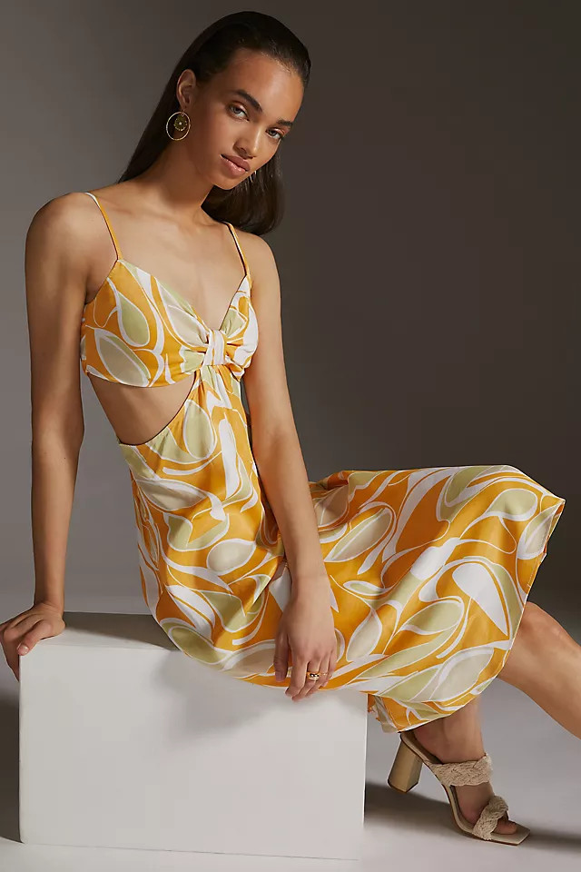 Cutout Printed-Slip Midi Dress | Anthropologie (US)