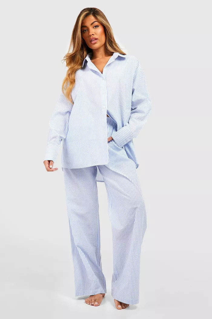 Cotton Pinstripe Pyjama Trouser | Boohoo.com (UK & IE)