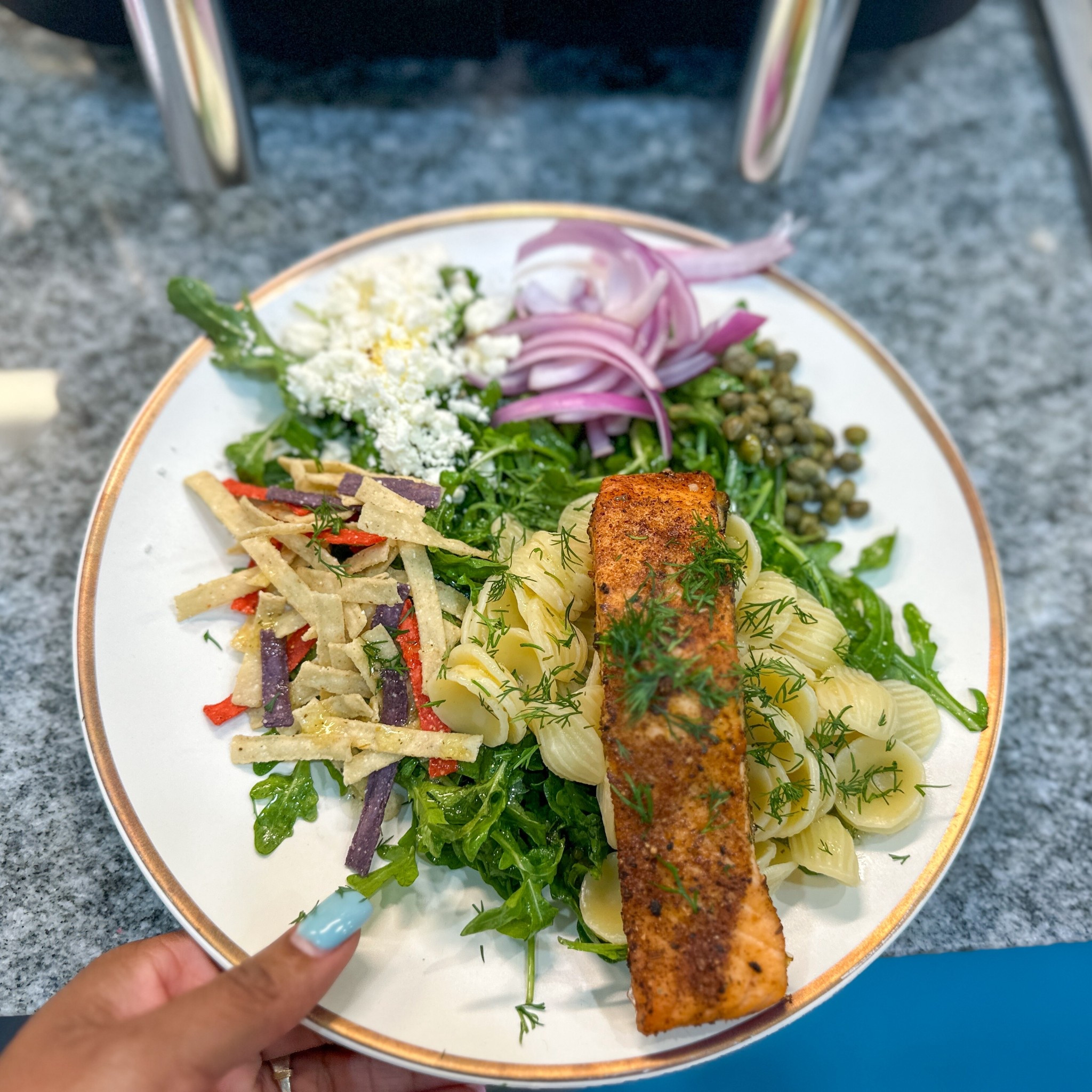 Served my Cajun Salmon Salad Thyme & Table Everest Ceramic Dinner Plate Off-White with Gold Rim #Salads #Salmon #Plates #ThymeandTable #Kitchenware 

#LTKfoodie