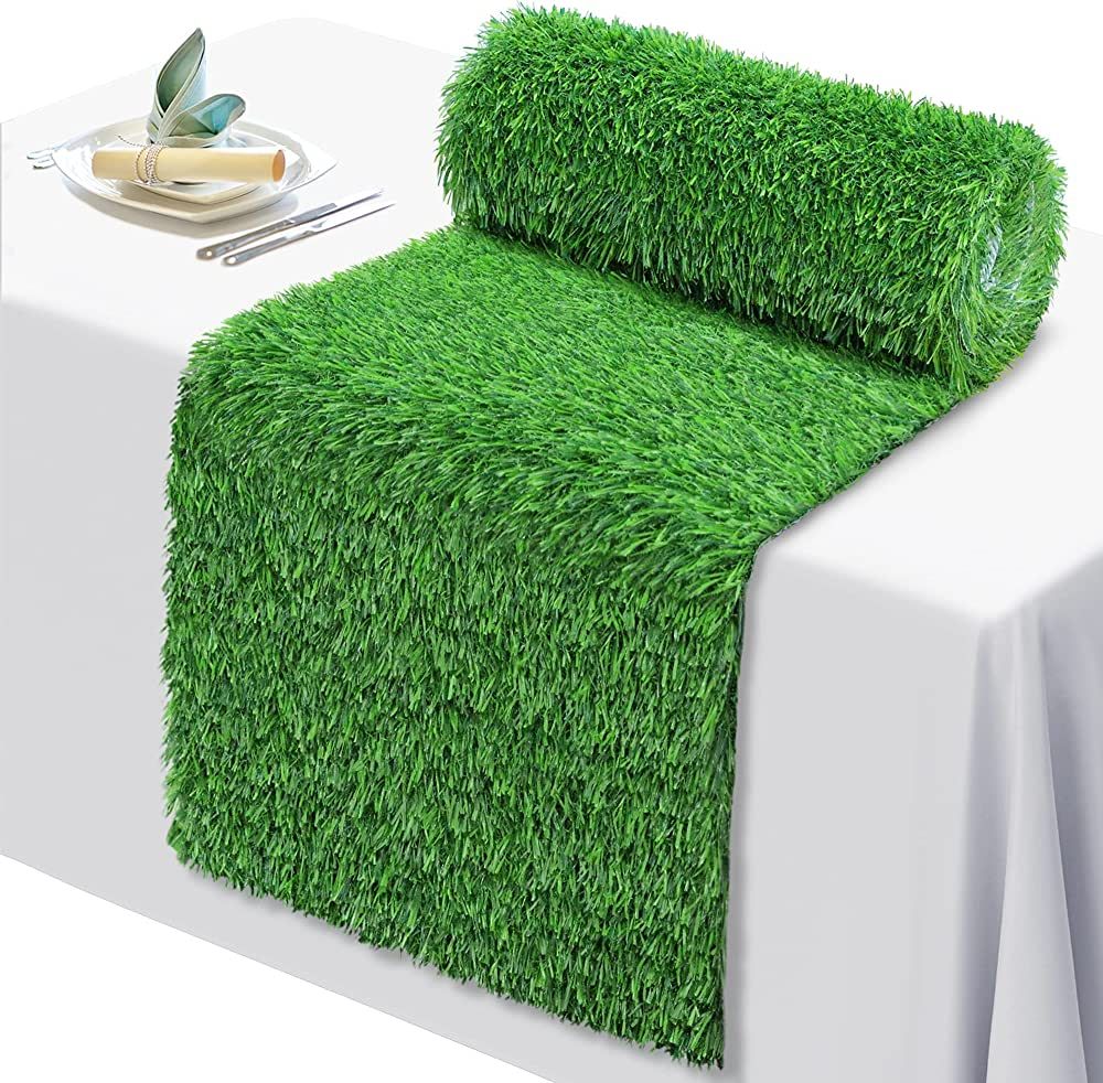 12x72 Inch Artificial Grass Dining Table Runner Green Table Decor for Holiday Party, Kitchen Deco... | Amazon (US)