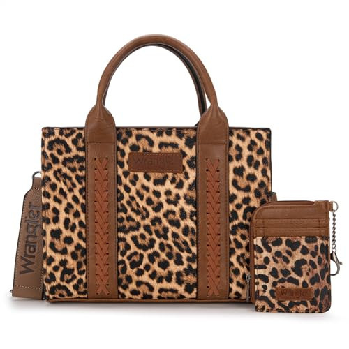 Wrangler Purse Leopard Print Tote Bags for Women with Card Holder Wallet Designer Satchel Top-handle Handbags,WG70-W8120CLP | Amazon (US)