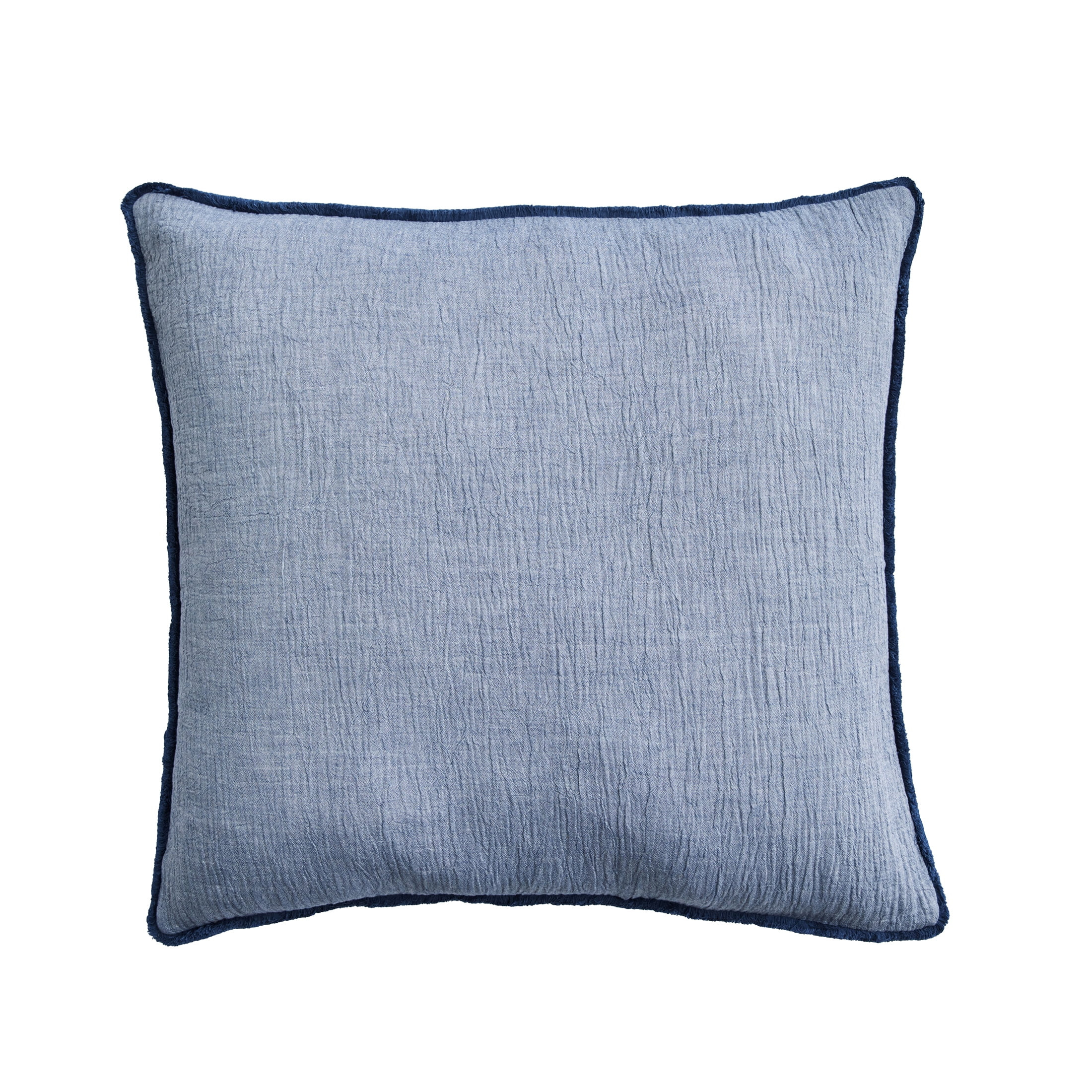 Better Homes & Gardens 22" x 22" Washed Indigo Blue Cotton Gauze Fringe Decorative Pillow - Walma... | Walmart (US)