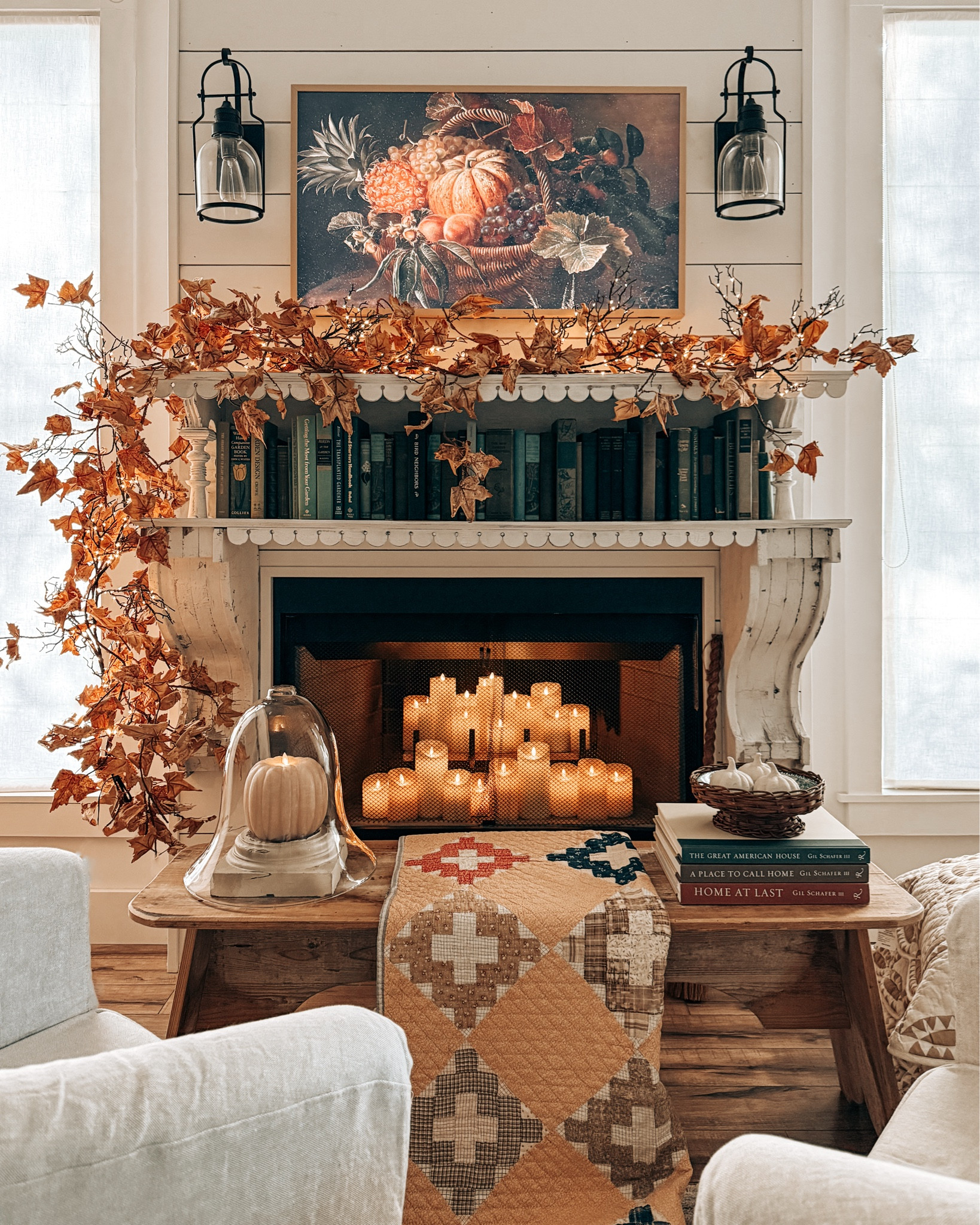 This fall leaf garland 🍂 is my absolute favorite but it’s hard to keep it in stock. So if you see it grab it! 
This year I mixed it with the lighted branch 9 feet garland that I will use for Christmas as well. 

#LTKHome #LTKSeasonal