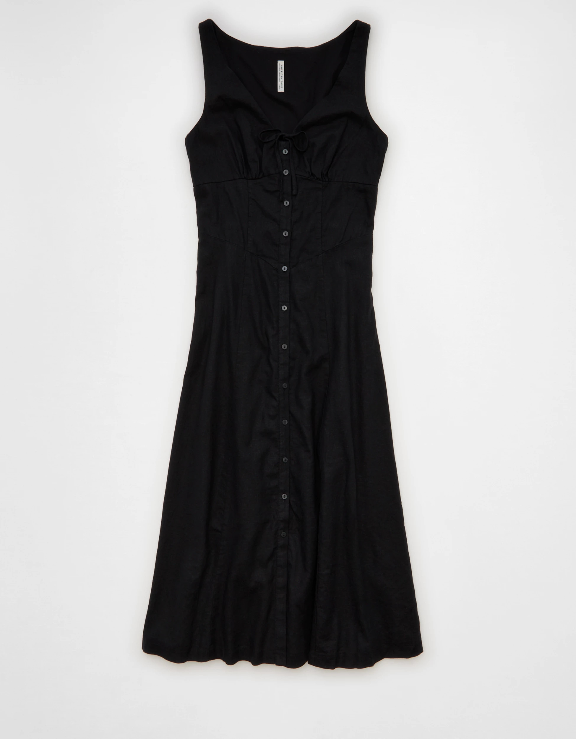 AE Linen-Blend Button-Up Midi Dress | American Eagle Outfitters (US & CA)