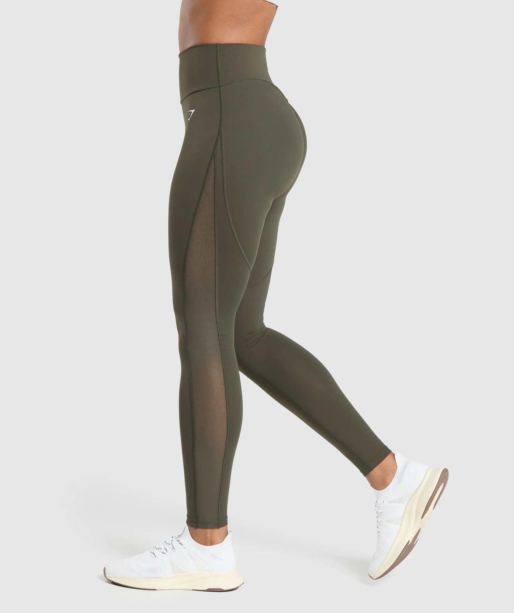 Gymshark Mesh Placement Legging - Weighted Green | Gymshark US