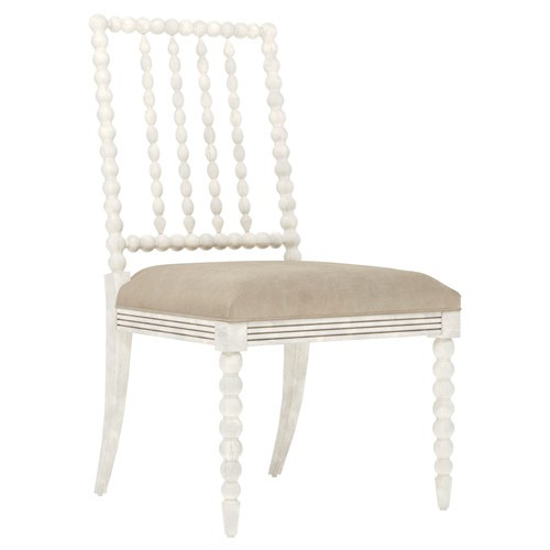 Sabinna Elephant Grey Leather Vintage White Dining Side Chair | Kathy Kuo Home