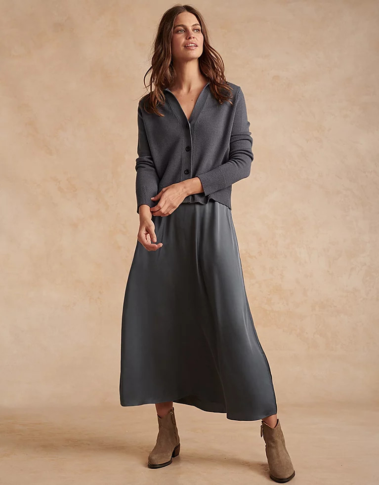 Washed Satin A-Line Midi Skirt | Skirts & Shorts | The  White Company | The White Company (UK)