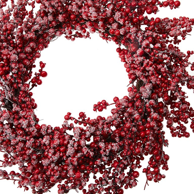 Holiday Time Red Berry and Woven Vines Unlit Christmas Wreath, 22" | Walmart (US)