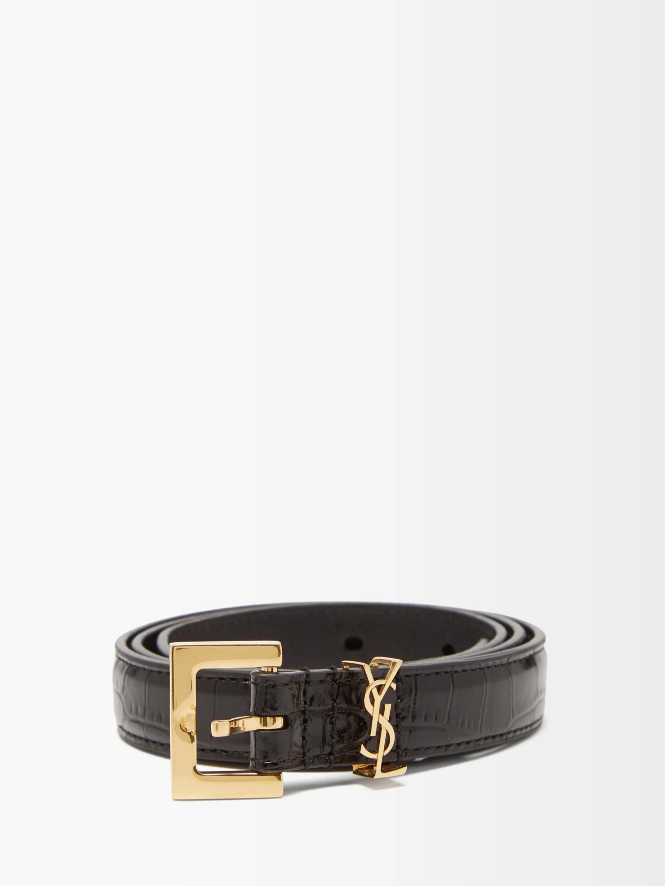 YSL-plaque croc-embossed leather belt | Saint Laurent | Matches (US)