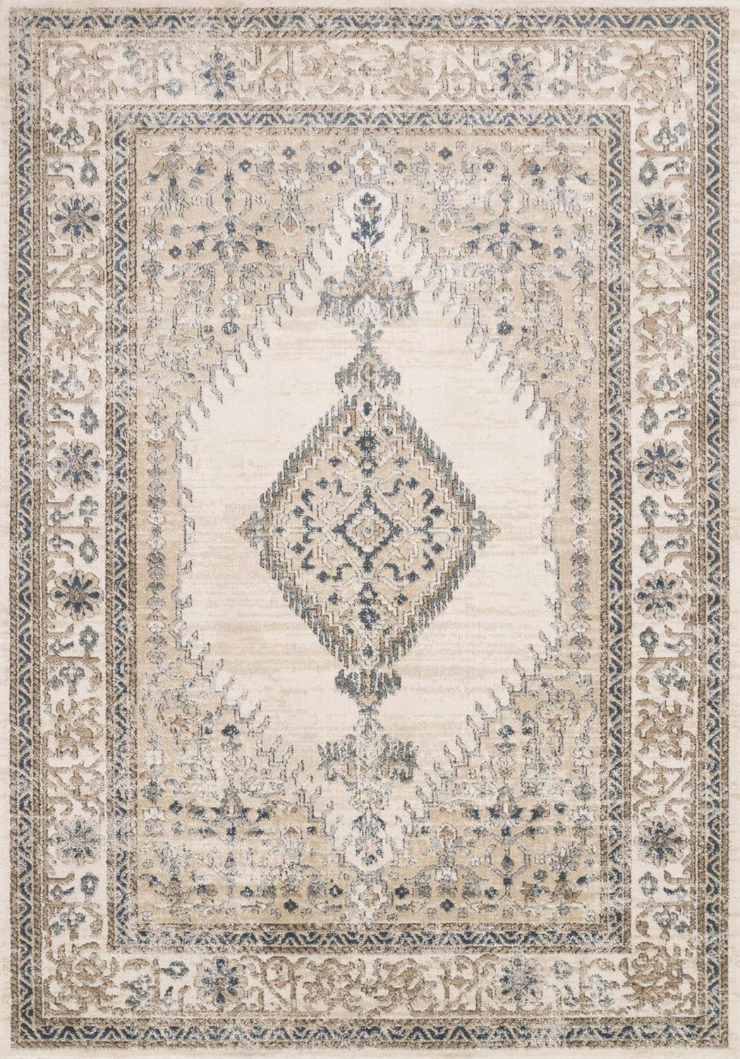 Loloi II Teagan Collection TEA-02 Oatmeal / Ivory 7'-11" x 10'-6", .25" Thick, Area Rug, Soft, Du... | Amazon (US)