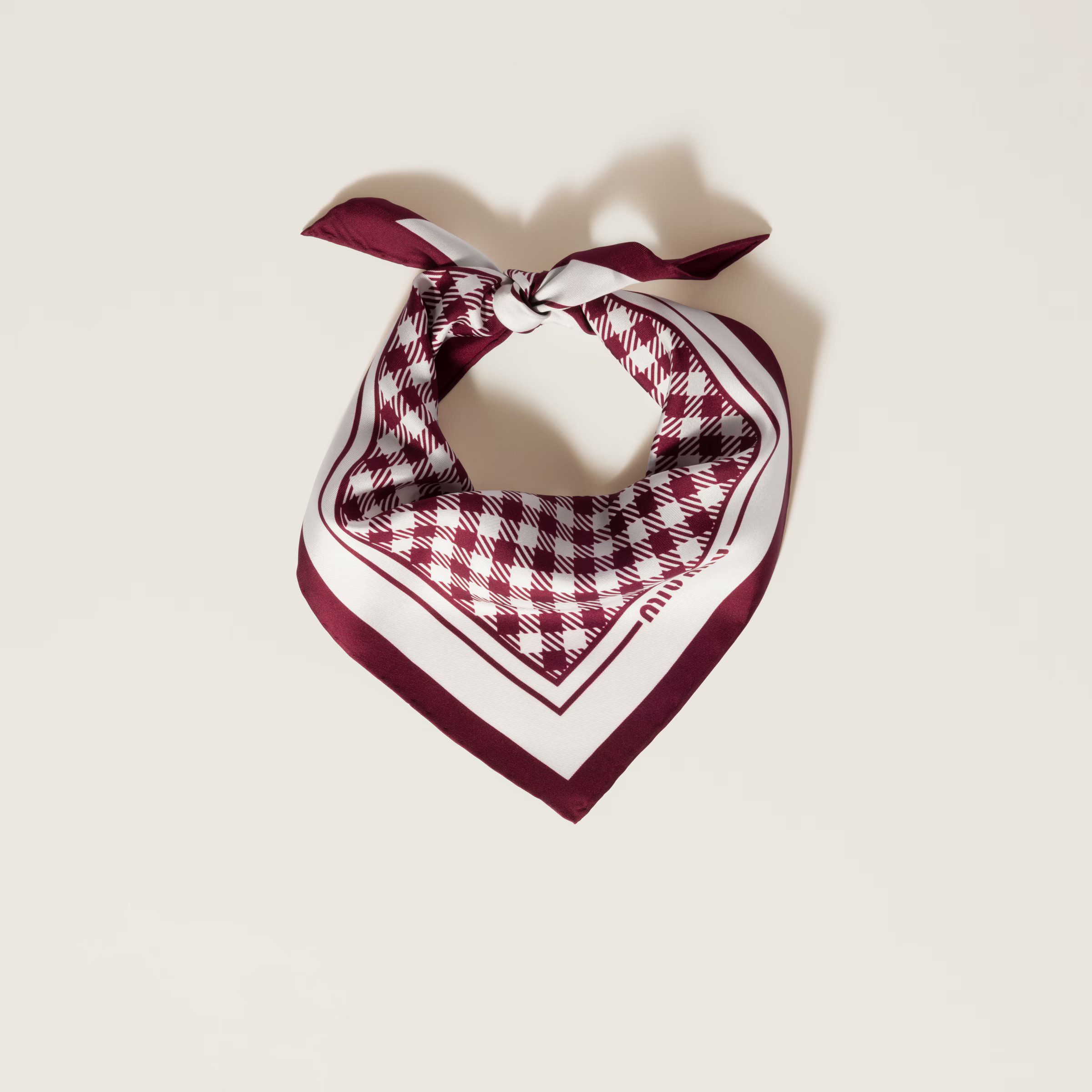 Burgundy/white Printed Silk Twill Scarf | Miu Miu | Miu Miu UK