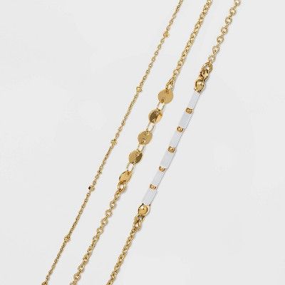 Natural Beads and Discs Anklet Set 3pc - A New Day™ Gold | Target