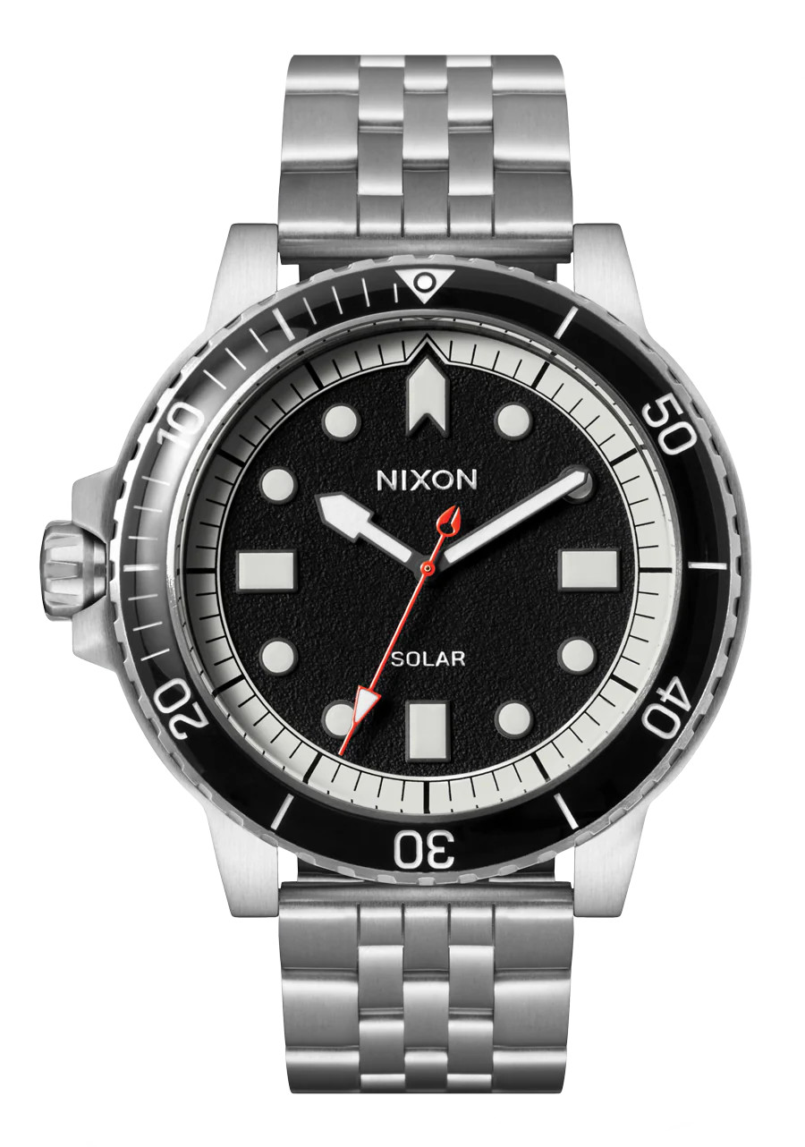 Stinger 44 Watch | Silver / Black / White | Stainless Steel Dive Watch | Solar-Powered | Nixon (US & Canada)