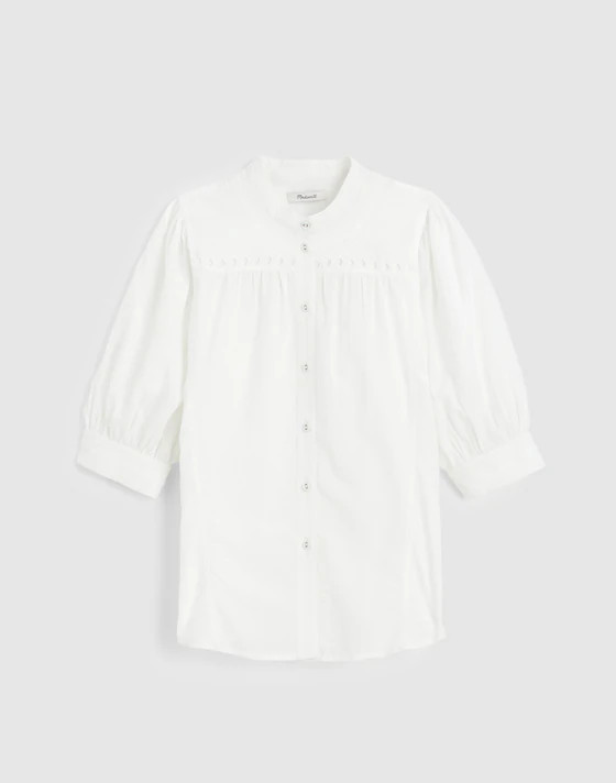 Puff-Sleeve Band-Collar Shirt | Madewell | Madewell