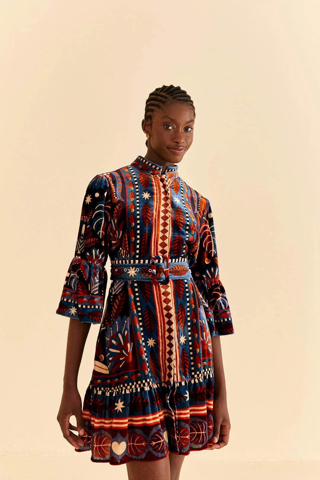 Blue Nature Beauty Scarf Mini Dress | FarmRio (US)