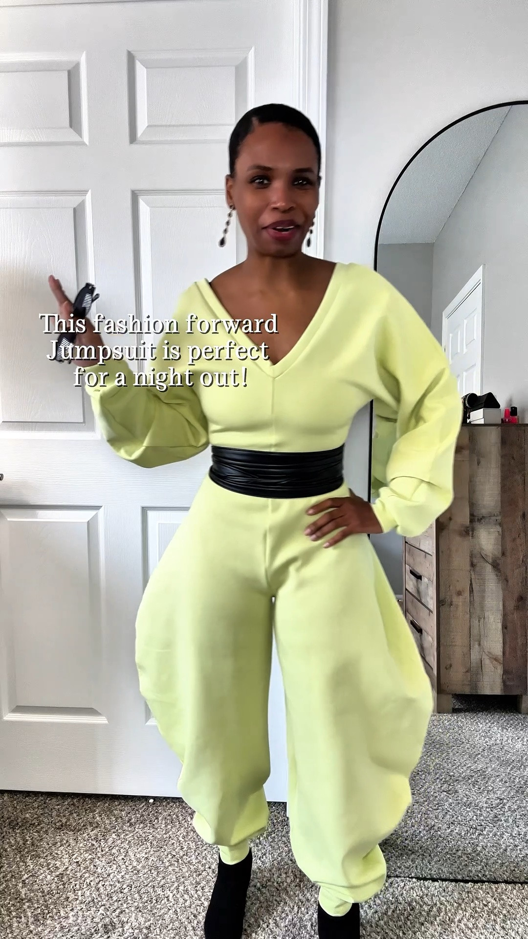 5’3 Size Small. It is tall girl friendly also. 
COMFY COZY JUMPSUIT IN LIME #akira #outfitideas

#LTKootd #LTKgrwm #LTKvlog