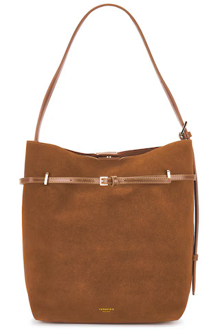 VERAFIED Suede Belted Tote Bag in Toffee from Revolve.com | Revolve Clothing (Global)