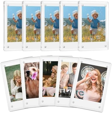 10 Pack Acrylic Polaroid Refrigerator Magnet Picture Frames, Clear Mini Frames for Instant Photos... | Amazon (US)
