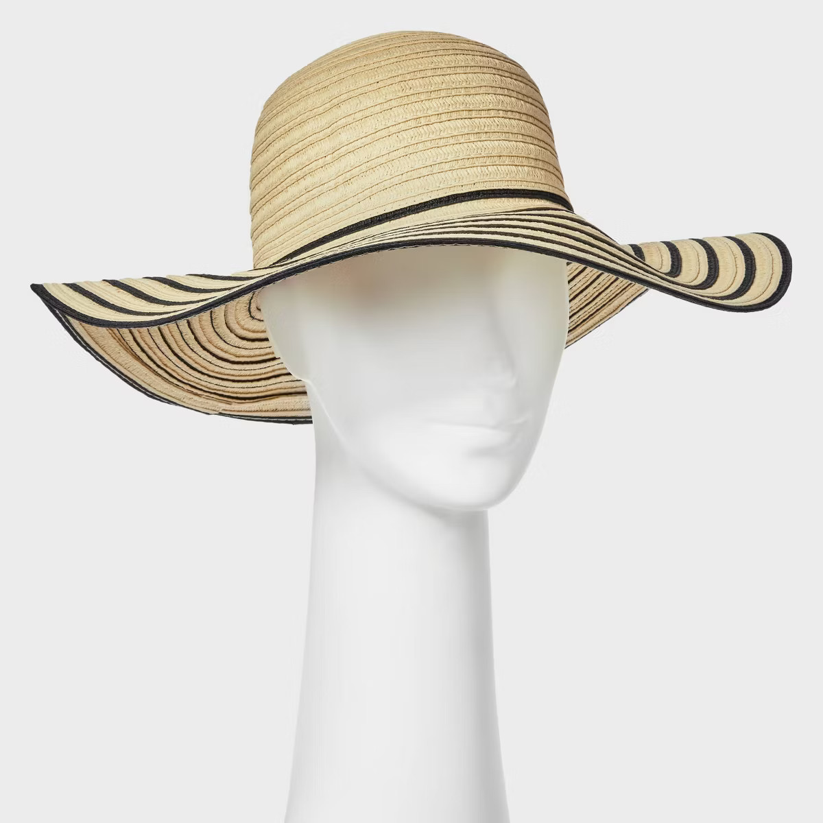Straw Essential Striped Floppy Hat - Shade & Shore™ Cream: Midweight Woven Sun Hat with Adjusta... | Target