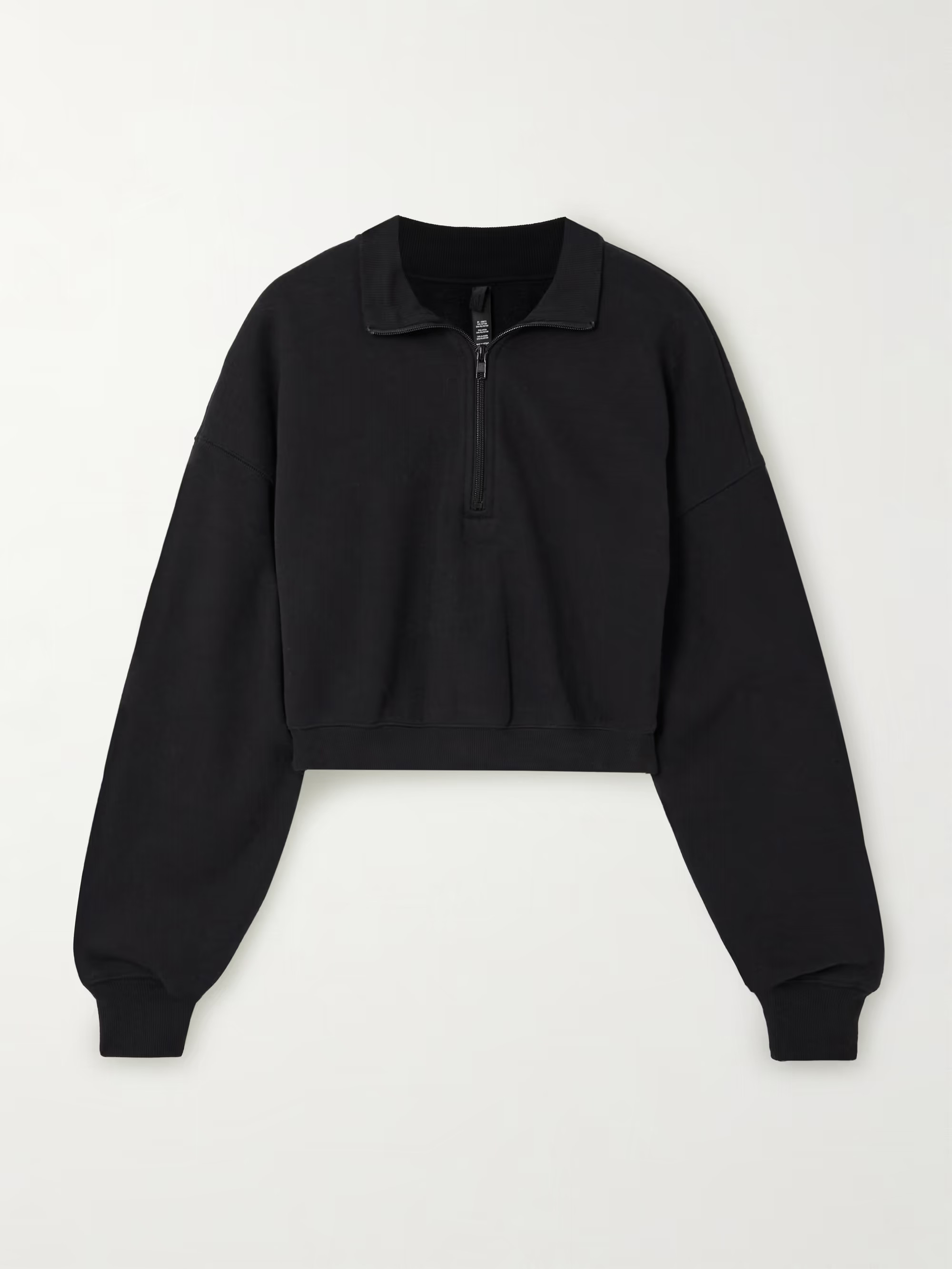 Cropped cotton-blend jersey half-zip sweater - Onyx | NET-A-PORTER (UK & EU)