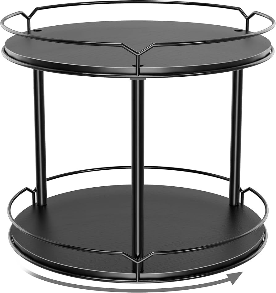 Lazy Susan Organizer 2 Tier - 12.4" Turntable Spice Rack for Table Top, Wooden Rotating Lazy Susa... | Amazon (US)