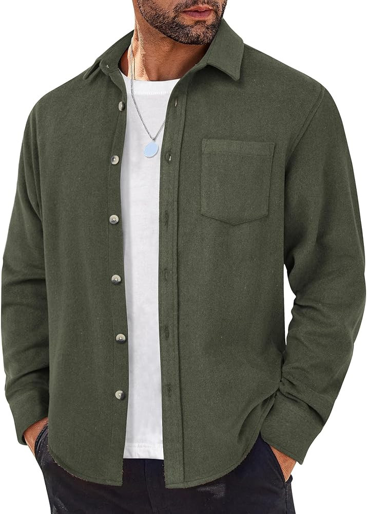 COOFANDY Mens Flannel Shirts Long Sleeve Lightweight Plaid Shirt Casual Button Down Shirts Jacket | Amazon (US)