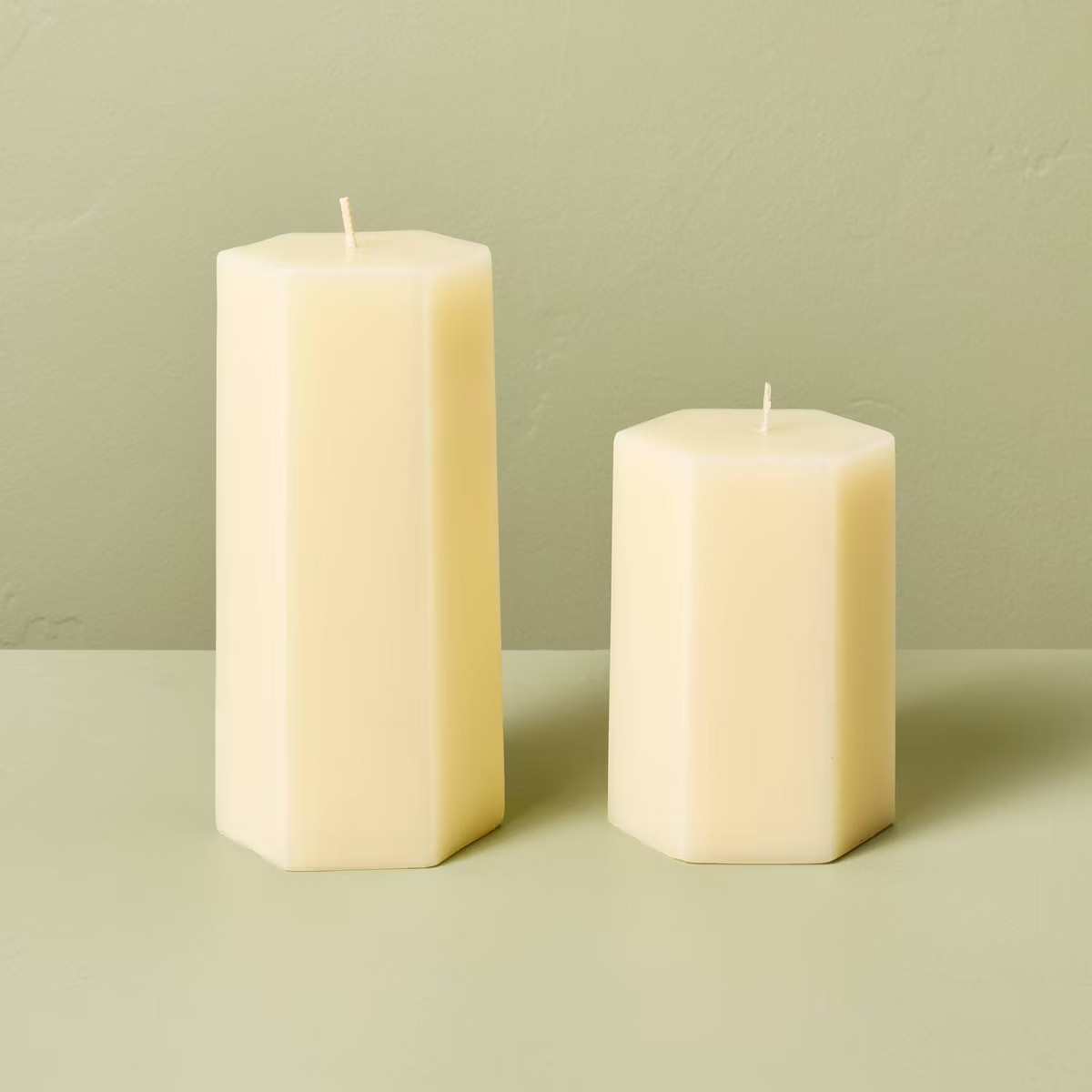 2ct Citronella 3x3/3x6 Hexagonal Pillar Candles Ivory - Hearth & Hand™ with Magnolia | Target