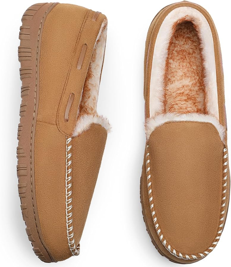 CareBey Men Slippers Indoor Outdoor Slip on Warm House Shoes Plush Moccasin Slippers for Men | Amazon (US)