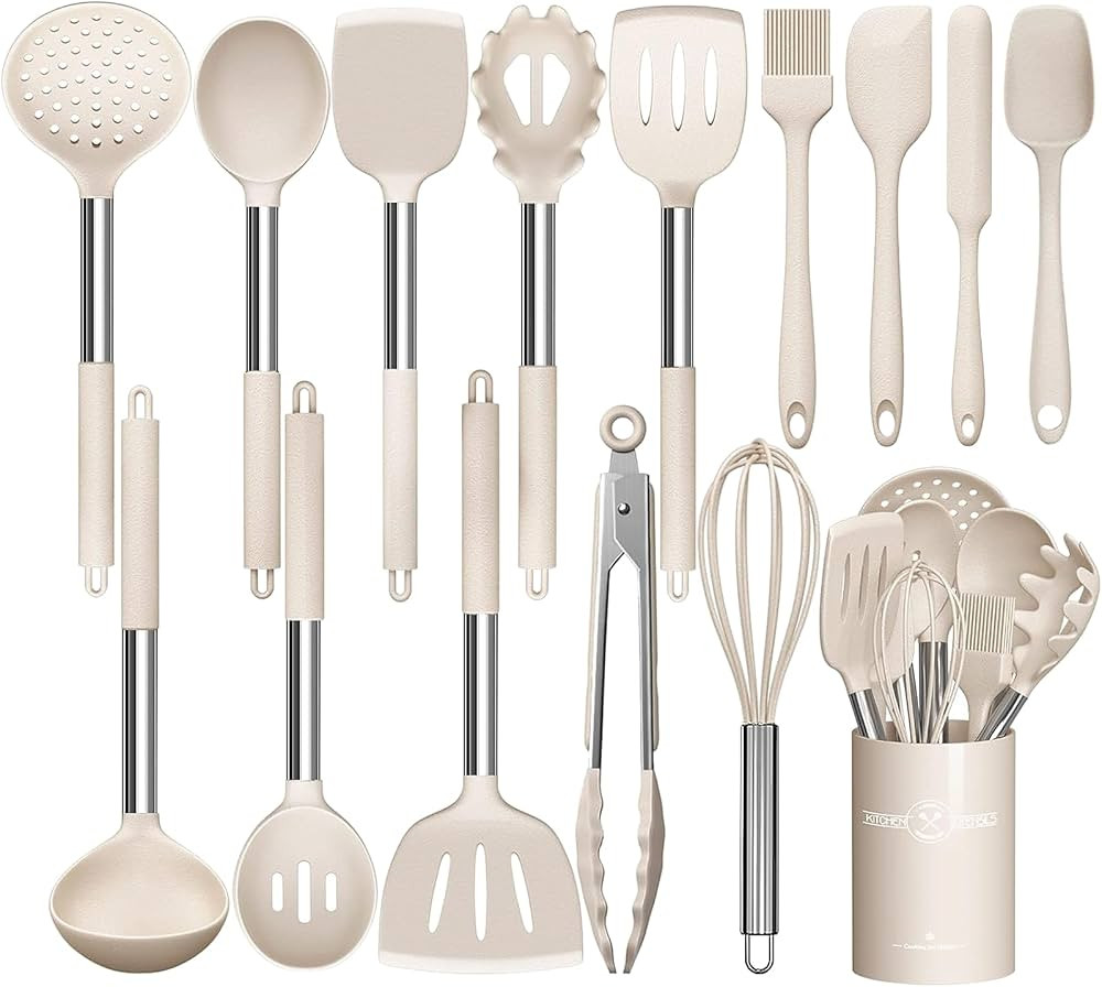 Stainless Steel Kitchen Cooking Utensil Set, Umite Chef 15 pcs Utensils - Nonstick Cookware Set S... | Amazon (US)