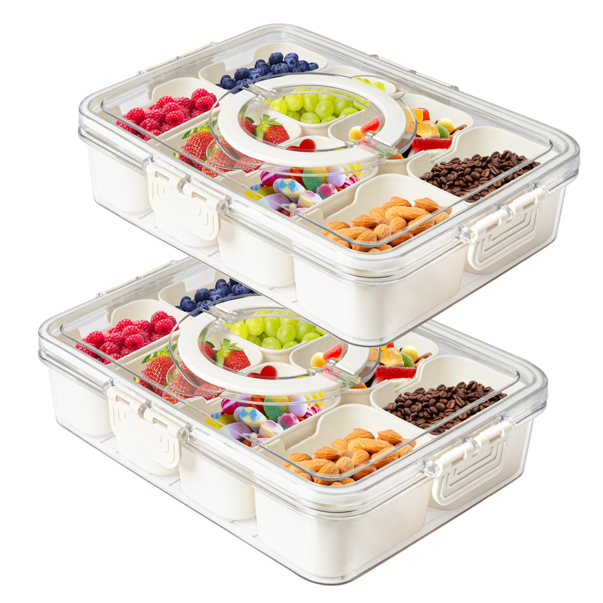 MineSign 2Pack Snackle Box with Handle for Food Serving Tray Snack Platter with Lids Stackable Fr... | Amazon (US)