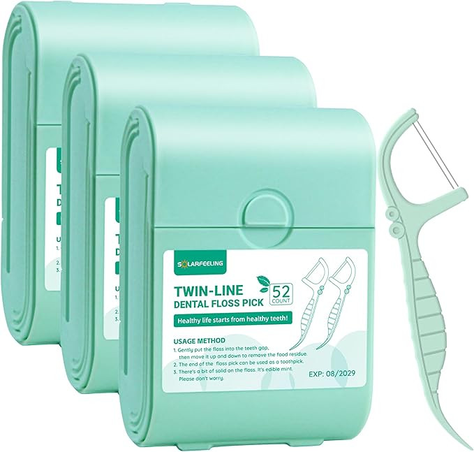 Travel Dental Floss Picks, 3 Cases with 156 Count Mint Flavor Twin-Line Dental Flosser, Portable ... | Amazon (US)