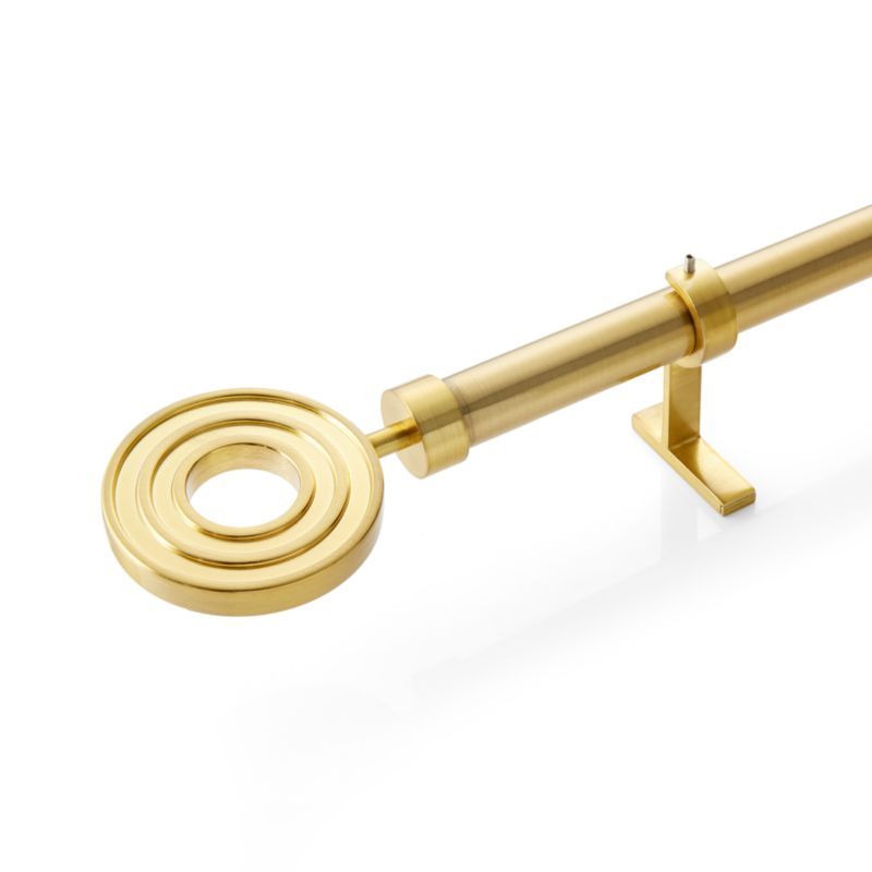 CB Brass Metal Ring Finial and Curtain Rod Set 48"-88" | Crate and Barrel | Crate & Barrel