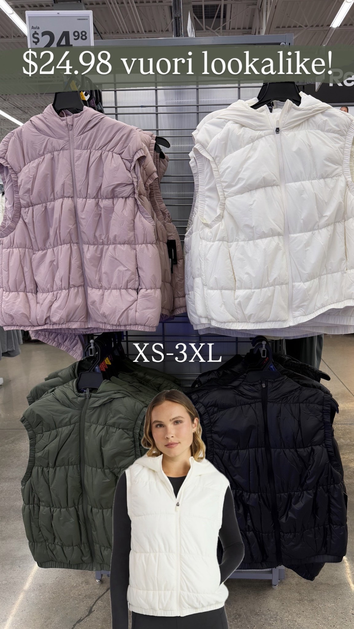 Get the look for less! These vuori puffer vests are so cute, and walmart has a similar version for only $24!  ………………. vuori dupe alo dupe lulu dupe walmart dupe lululemon dupe walmart new arrivals avia vest quilted vest puffer vest winter outfit winter look winter trends viral vest skiing outfit travel look Colorado outfit airport outfit airplane look travel look travel outfit plus size vest white puffer vest black puffer vest gifts for her gifts under $25 gift guide gifts for friends favorite things party gifts gifts for teens walmart fashion walmart finds 

#LTKGiftGuide #LTKActive #LTKTravel

#LTKfitnessgoals #LTKActive #LTKGiftGuide