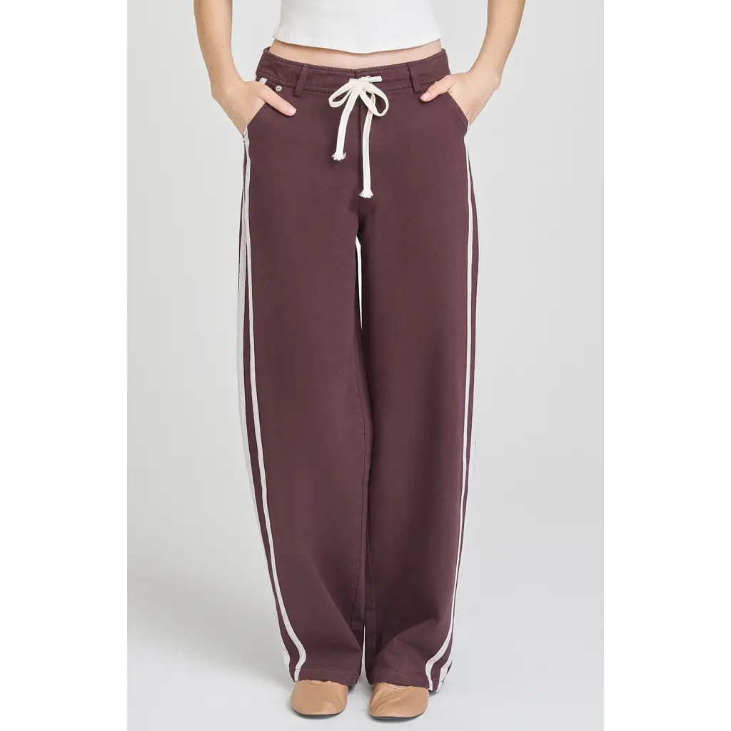 WAYF Mercer Denim Track Pants in Brown at Nordstrom Rack, Size Large | Nordstrom Rack
