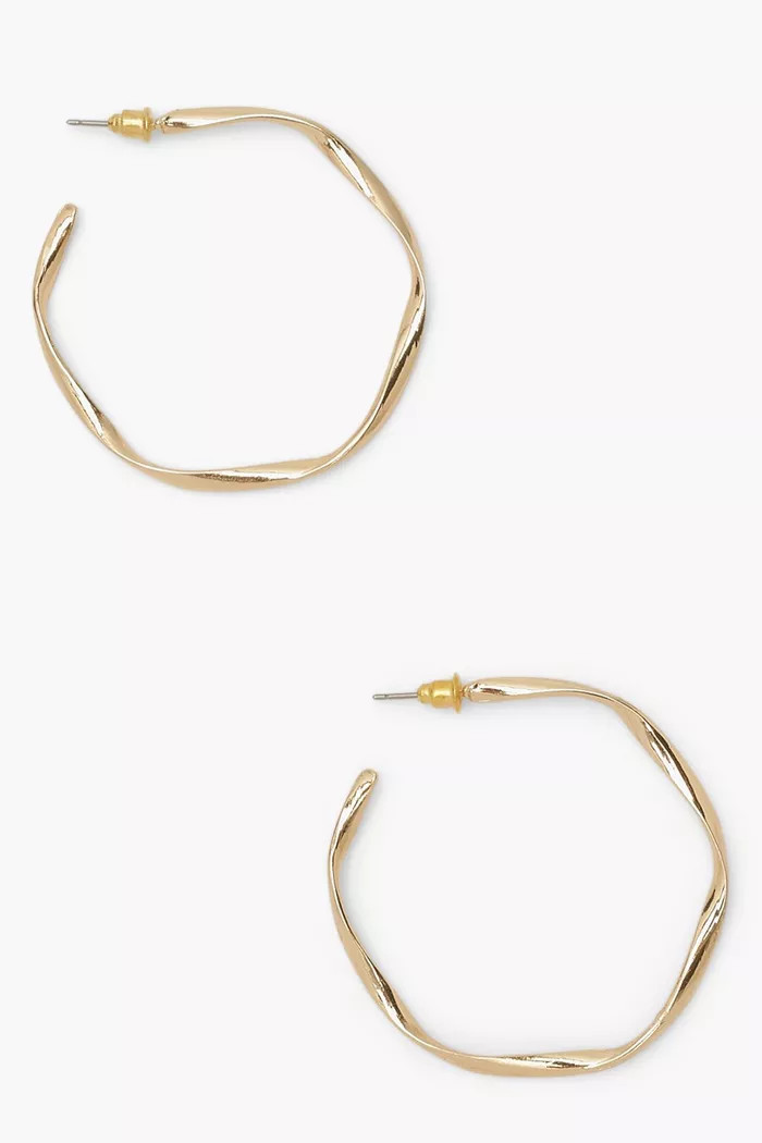 Loose Twist Hammered Hoop Earrings | boohoo (US & Canada)