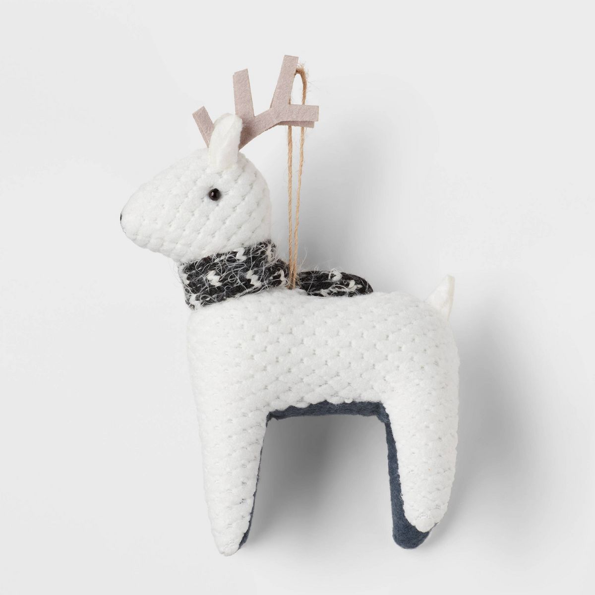 Fabric Reindeer with Scarf Christmas Tree Ornament White/Black - Wondershop™ | Target