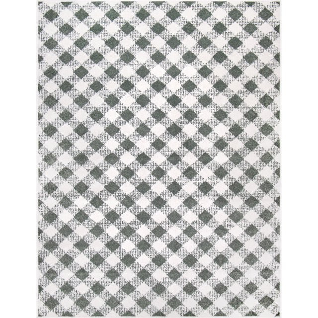 My Texas House Noelle 3'11" x 5'6" Green White Plaid Indoor Area Rug | Walmart (US)