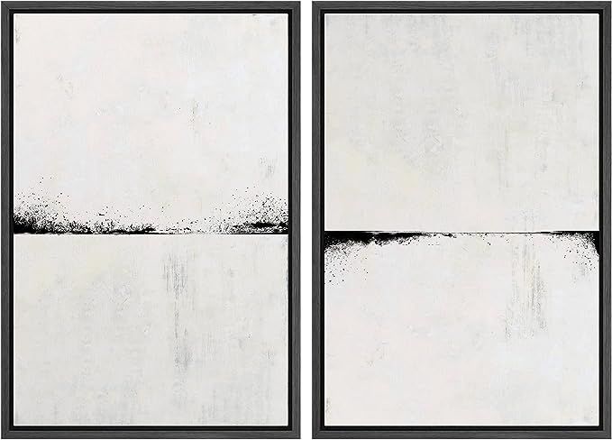 MUDECOR Framed Canvas Print Wall Art Set Black Gray Grunge Paint Stroke Landscape Abstract Shapes... | Amazon (US)